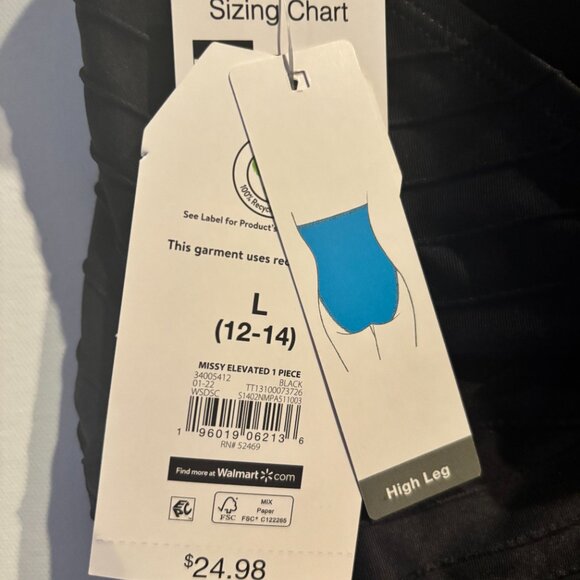 Time and Tru NWT black halter one piece bathing suit (Size L) - Picture 3 of 6